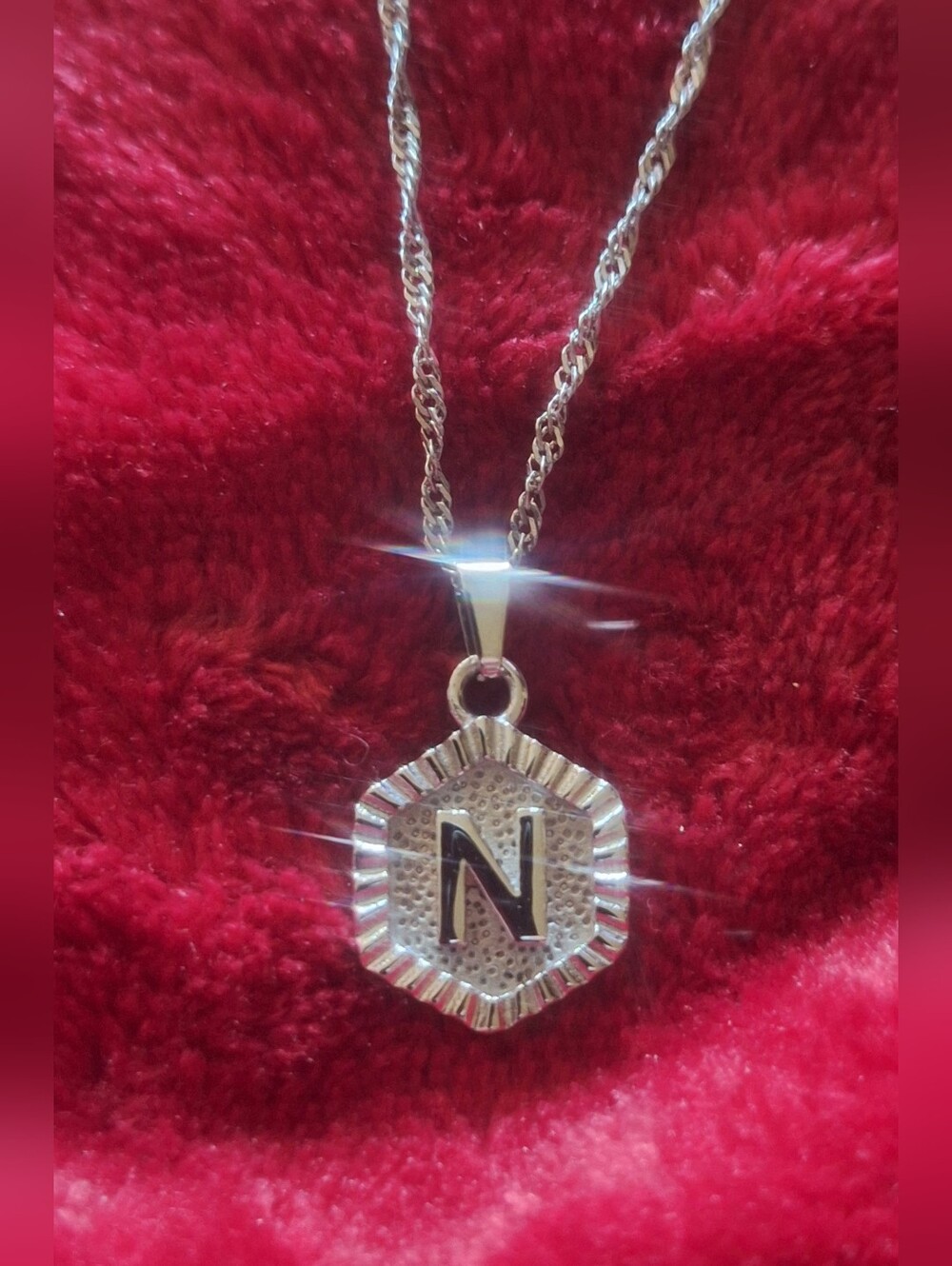 Oak & Ivy Boutique Stainless Silver Tone N Initial Adjustable Necklace NWOT